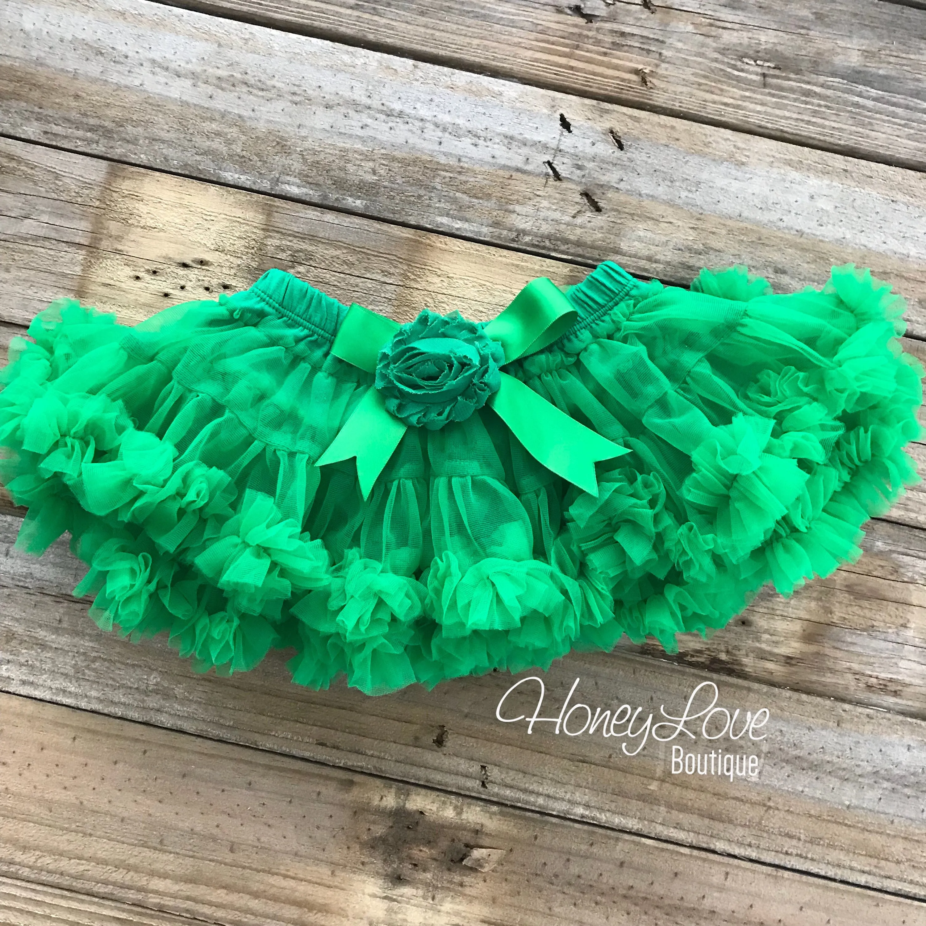 Kelly Green Pettiskirt - embellished flower