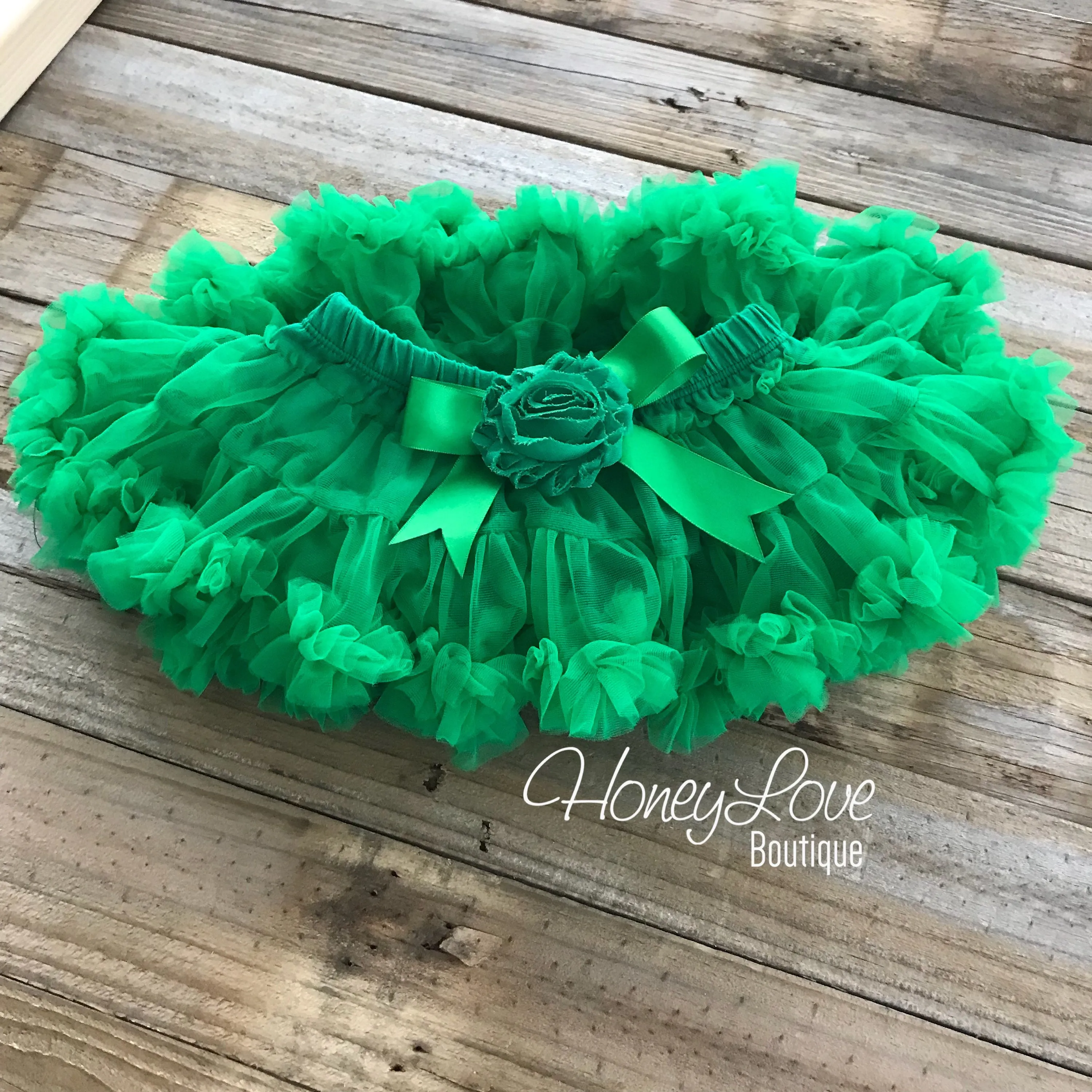 Kelly Green Pettiskirt - embellished flower