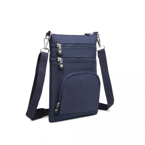 Kono Casual Multi Pocket RFID Blocking Crossbody Bag - Navy | Stylish & Secure