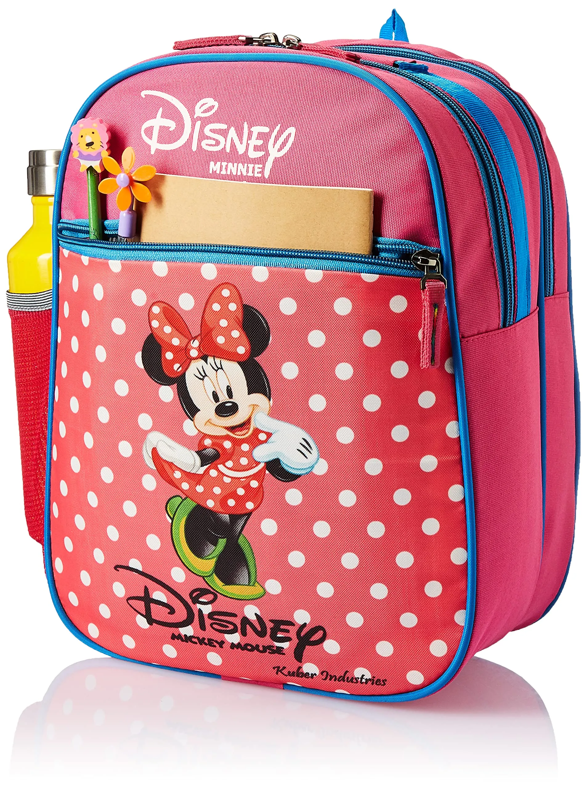 Kuber Industries Disney Mickey School Bag | Kids School Bags | Student Bookbag | School Bag for Girls & Boys | School Backpack for Kids | 2 Compartments School Bag | Small | Red