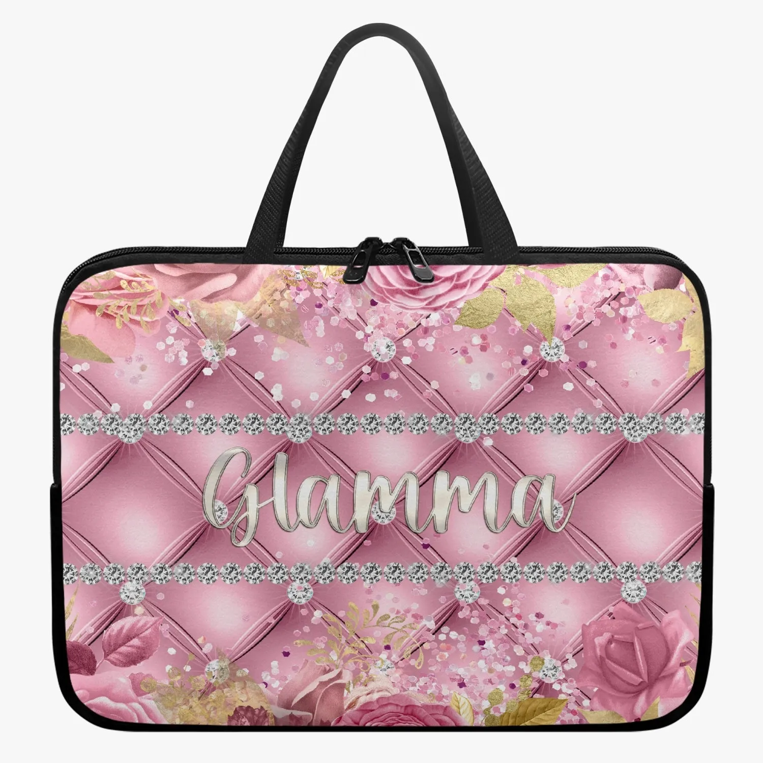 Laptop Sleeve with handles - Pink Floral - Glamma