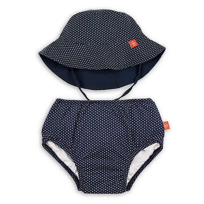 Lassig Swim Diaper & Hat Set Polka Dots Navy