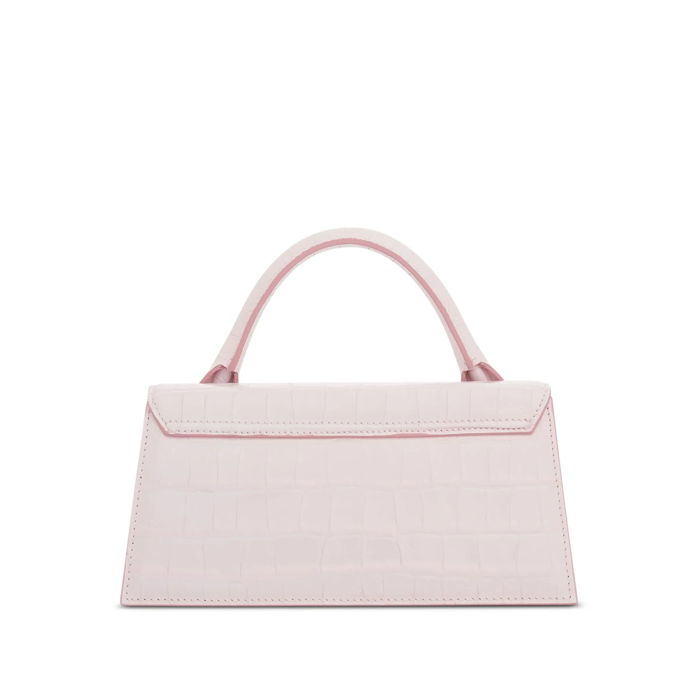 Le Chiquito Long Croc Embossed Leather Bag in Pale Pink