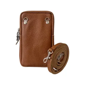 Leather Phone Bag in Tan