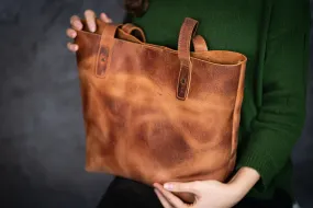 Leather Tote Bag - Crazy Horse Tan