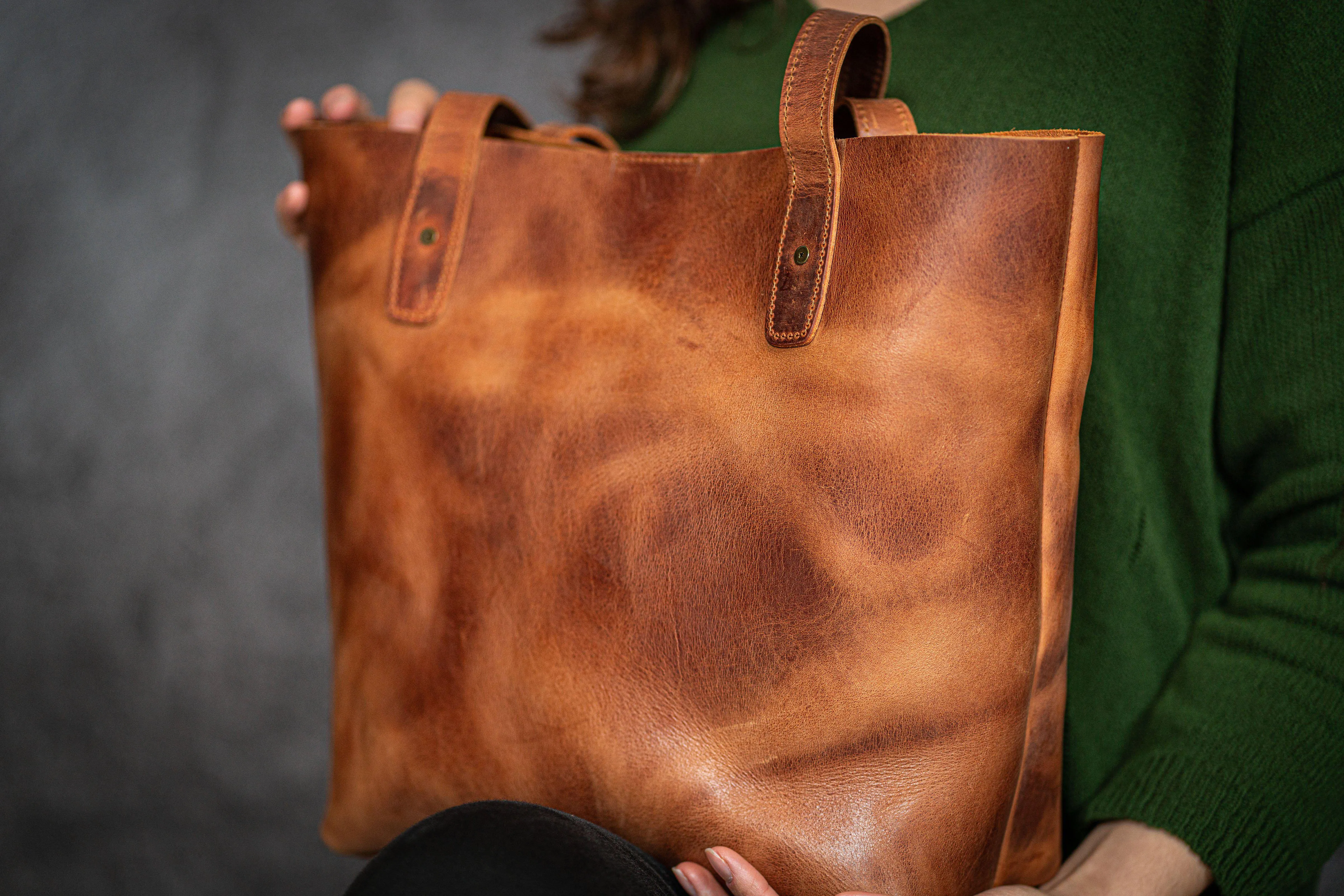 Leather Tote Bag - Crazy Horse Tan