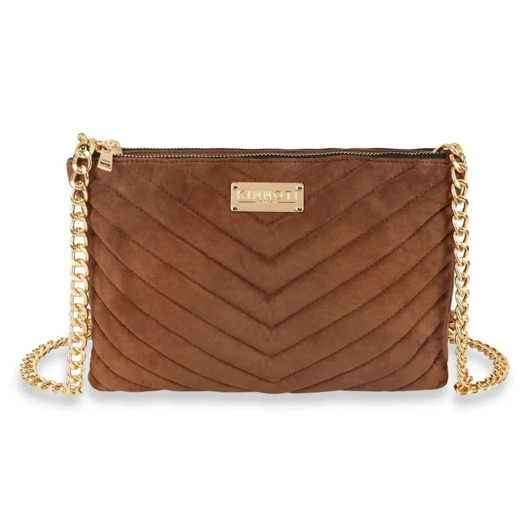 Linear Quilted Suede Leather Sling Bag