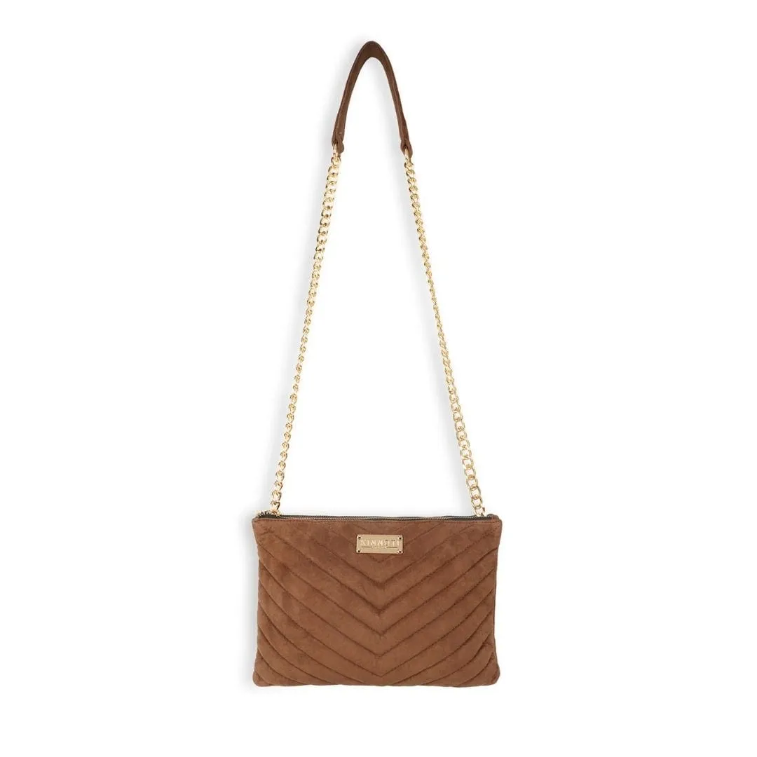 Linear Quilted Suede Leather Sling Bag