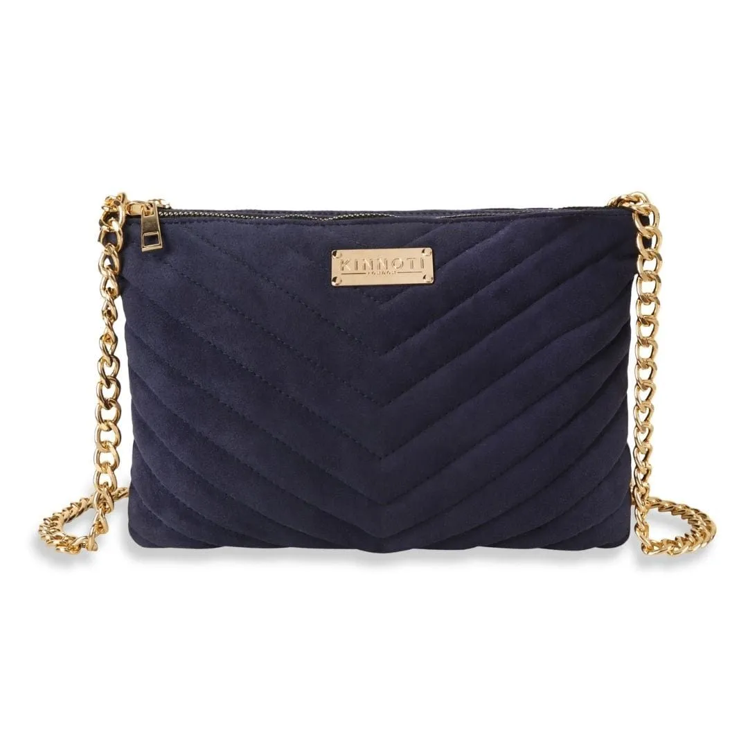 Linear Quilted Suede Leather Sling Bag