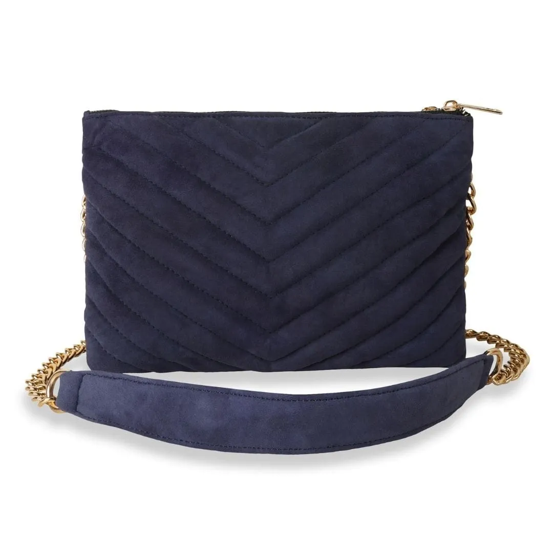 Linear Quilted Suede Leather Sling Bag