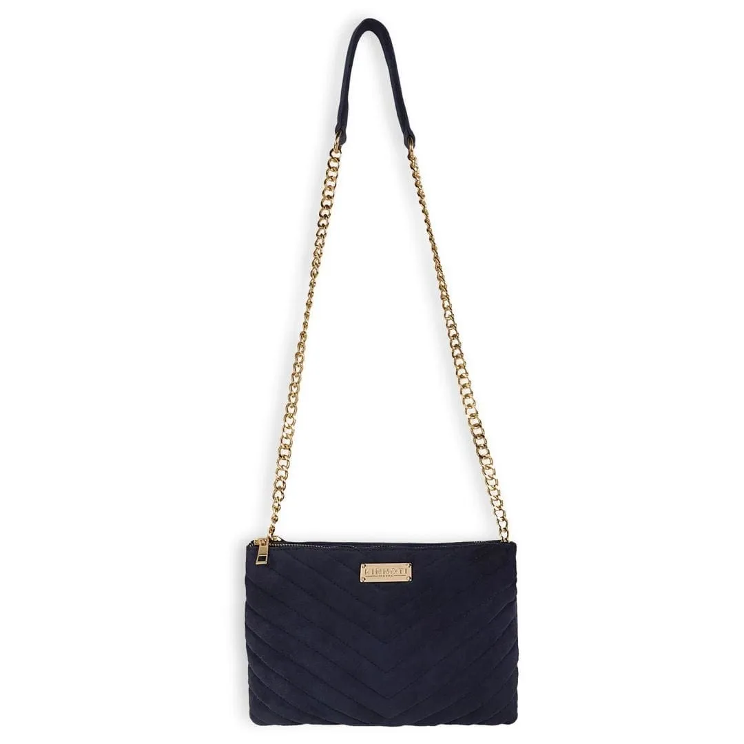 Linear Quilted Suede Leather Sling Bag