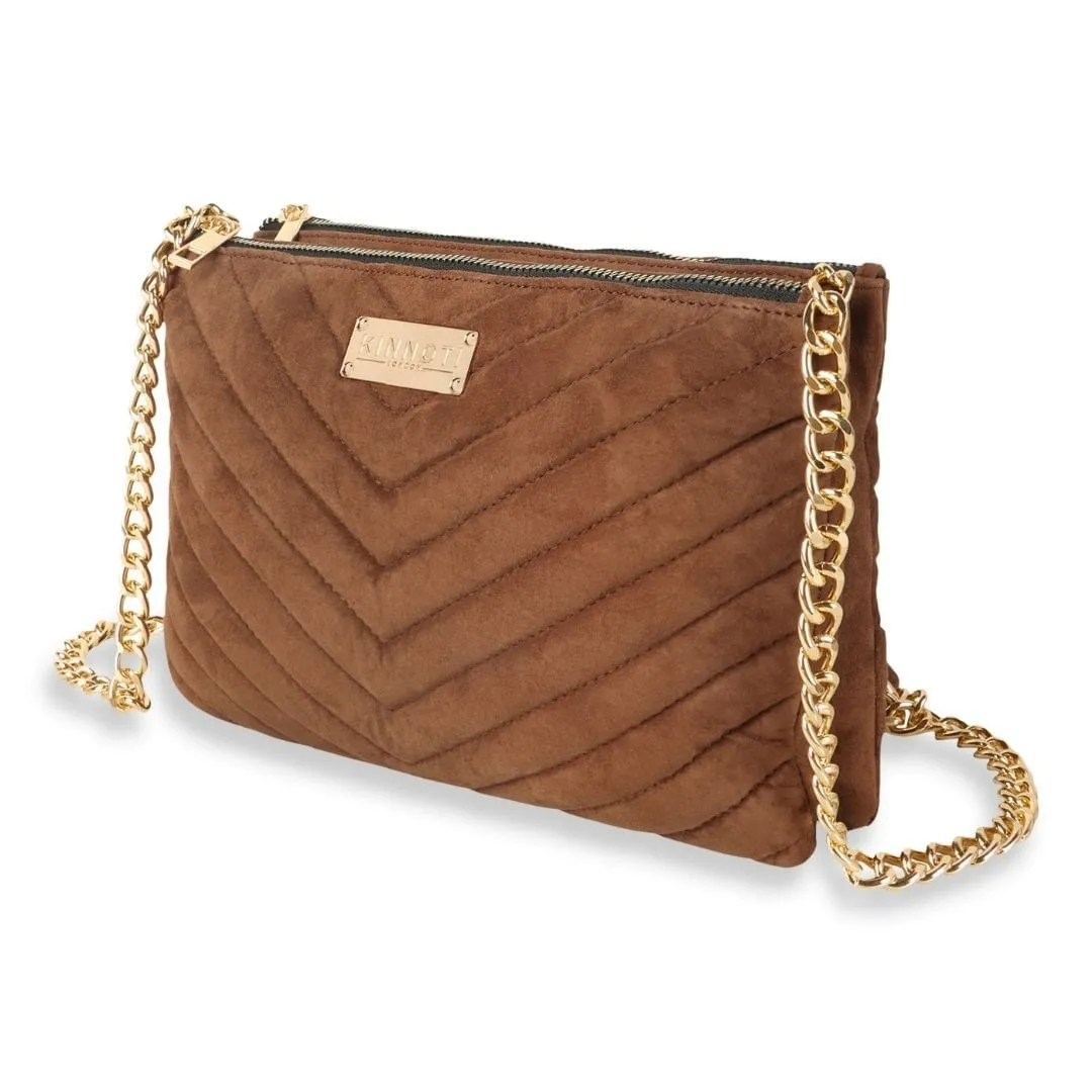 Linear Quilted Suede Leather Sling Bag