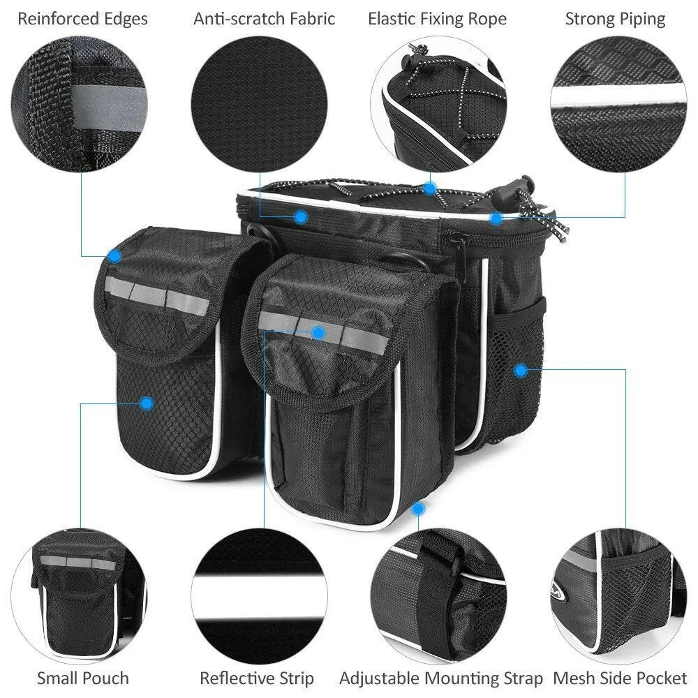 Lixada Cycling Bike Top Tube Bag with Rain Cover Waterproof Mountain Bicycle Front Frame Pannier Bag Pack