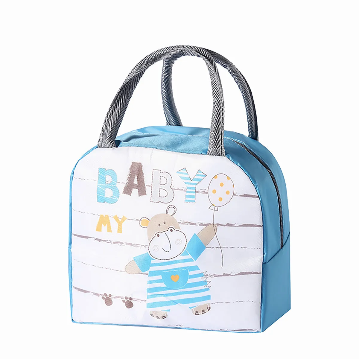 Lunch Box Insulated Bag Soft Leakproof Lunch Bag for Kids Men Women, Durable Thermal Lunch Pail for School Work Office | Fit 6 Cans-Blue Hippo