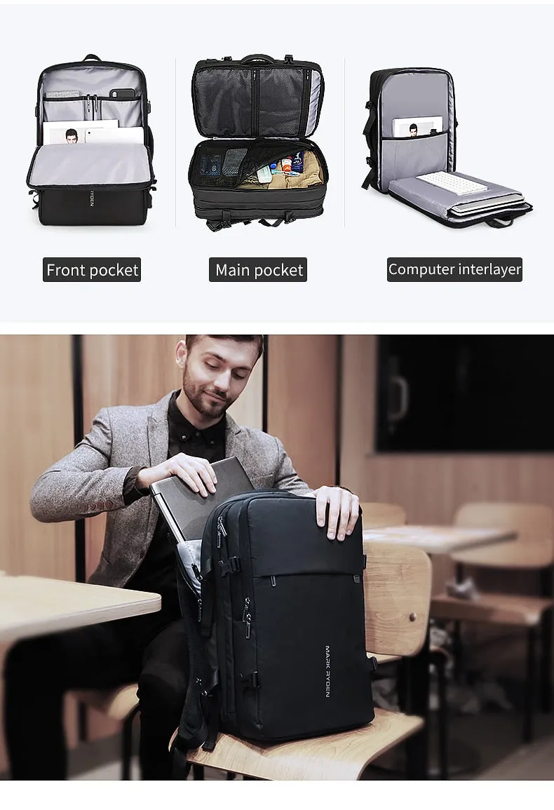 Man Backpack Fit 17 inch Laptop USB Recharging