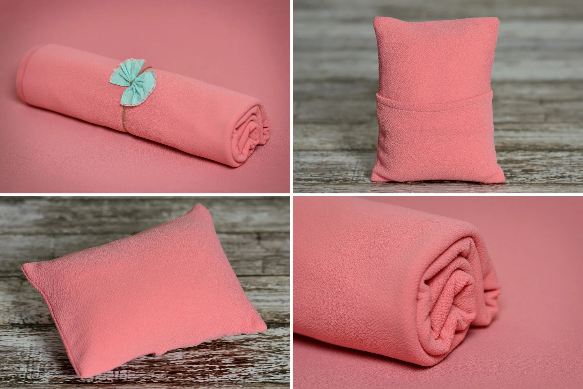 Matching Mini Pillow with Cover AND Bean Bag Fabric - Textured - Rose