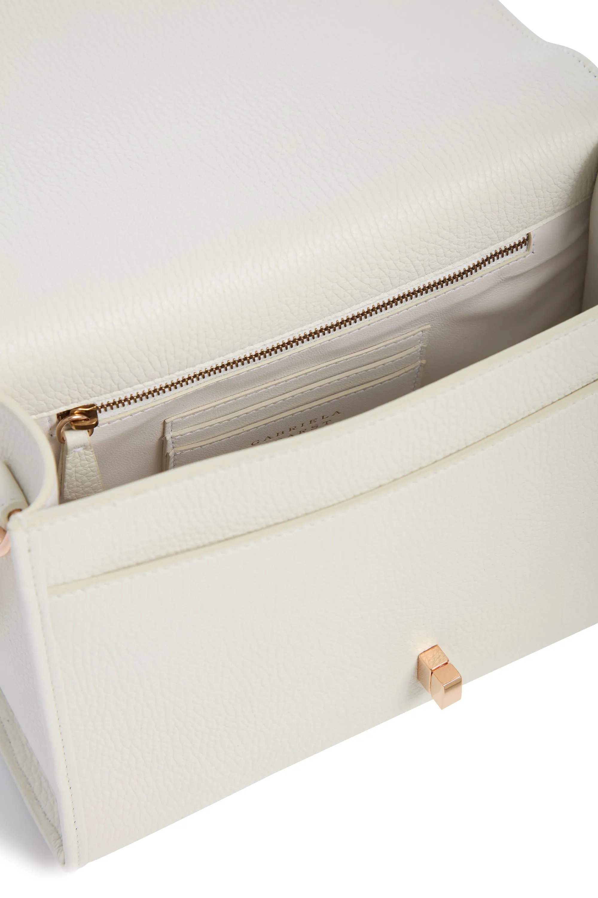 Medium Leonora Flap Bag in Ivory Textured Leather