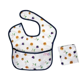 melii Fold Up Bib 2-Pack - Water-Resistant and Playful Bear Design, Adjustable Velcro, Deep Spill Pocket - Perfect for On-the-Go Parents and Messy Mealtimes