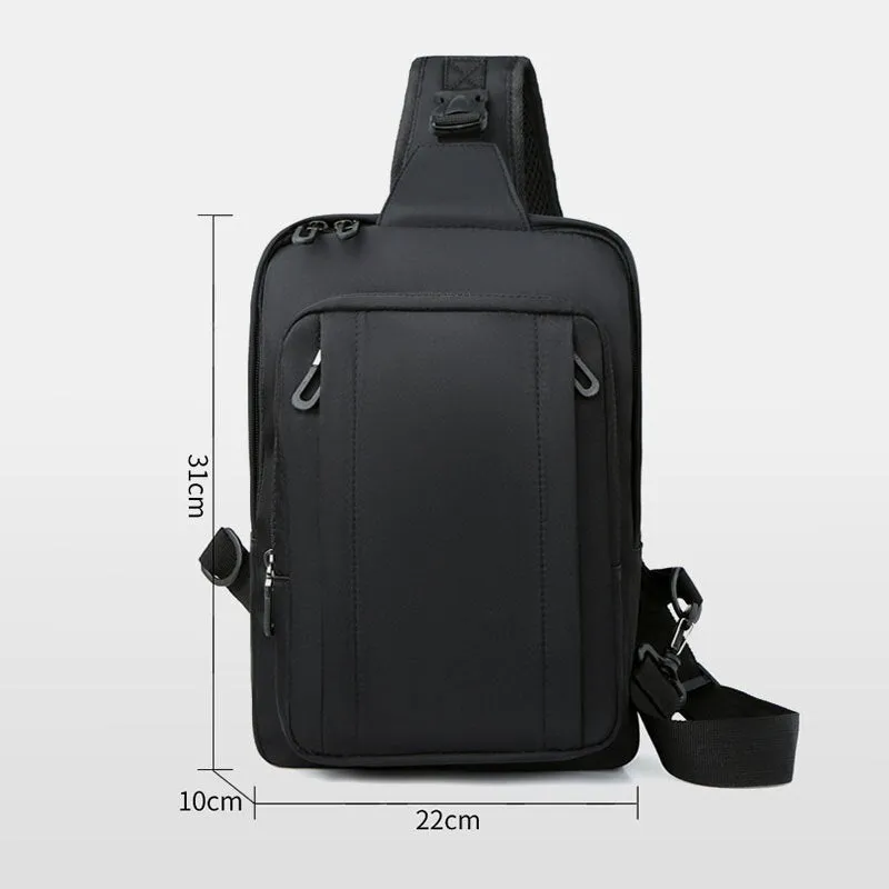 Men Nylon Large Capacity Waterproof Multi-Pocket Chest Bags Shoulder Bag Crossbody Bags