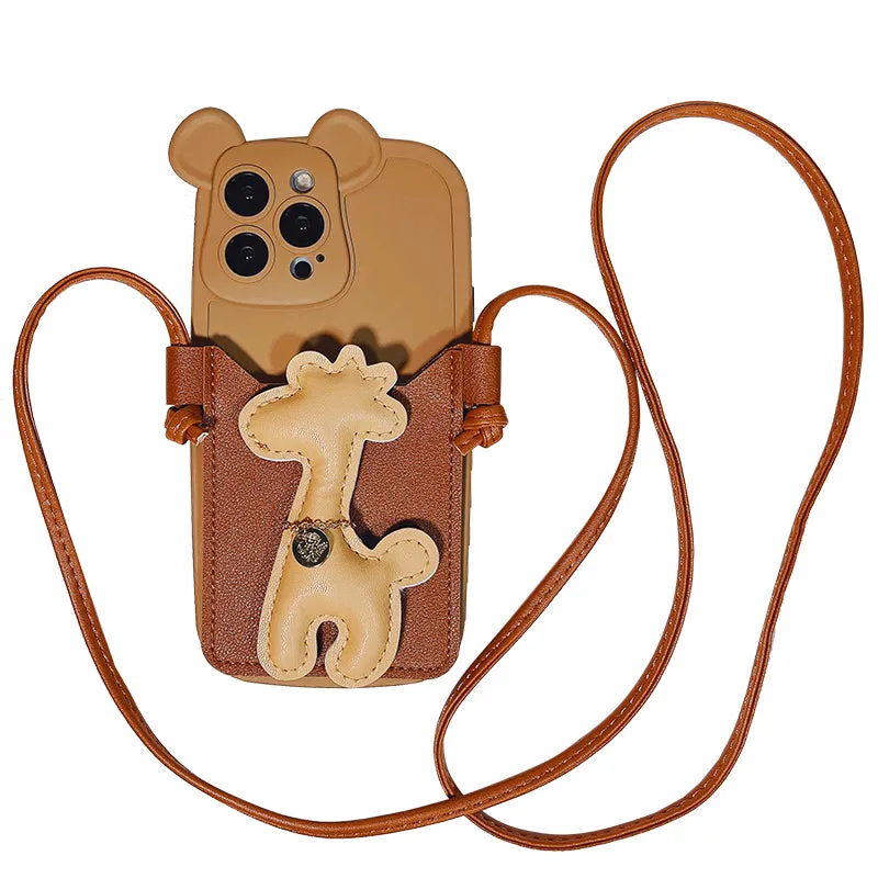 Messenger Giraffe Silicone Phone Case Bag