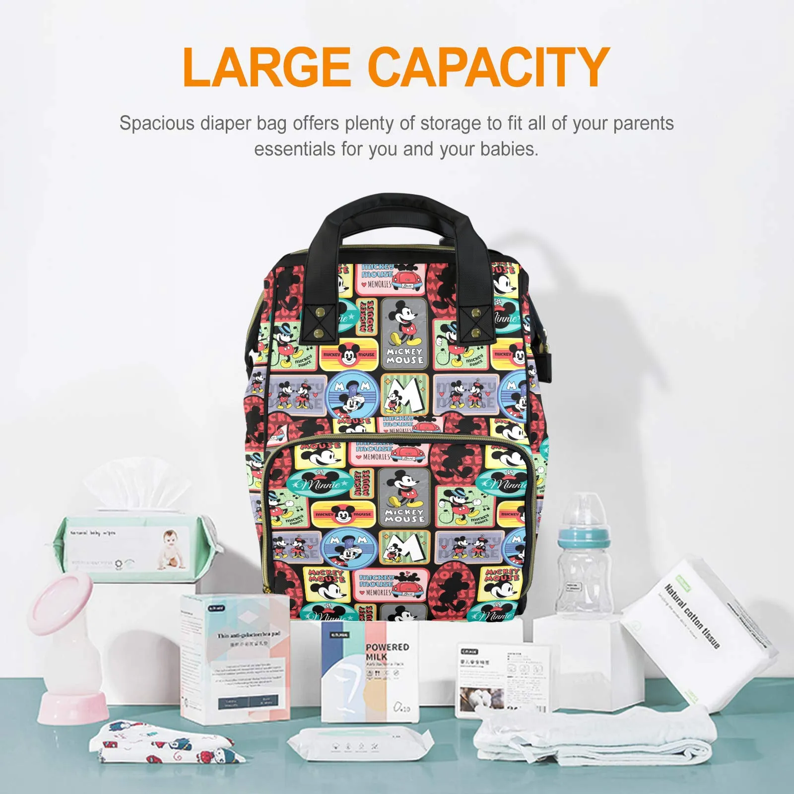 Mickey Stickers Multi-Function Diaper Bag