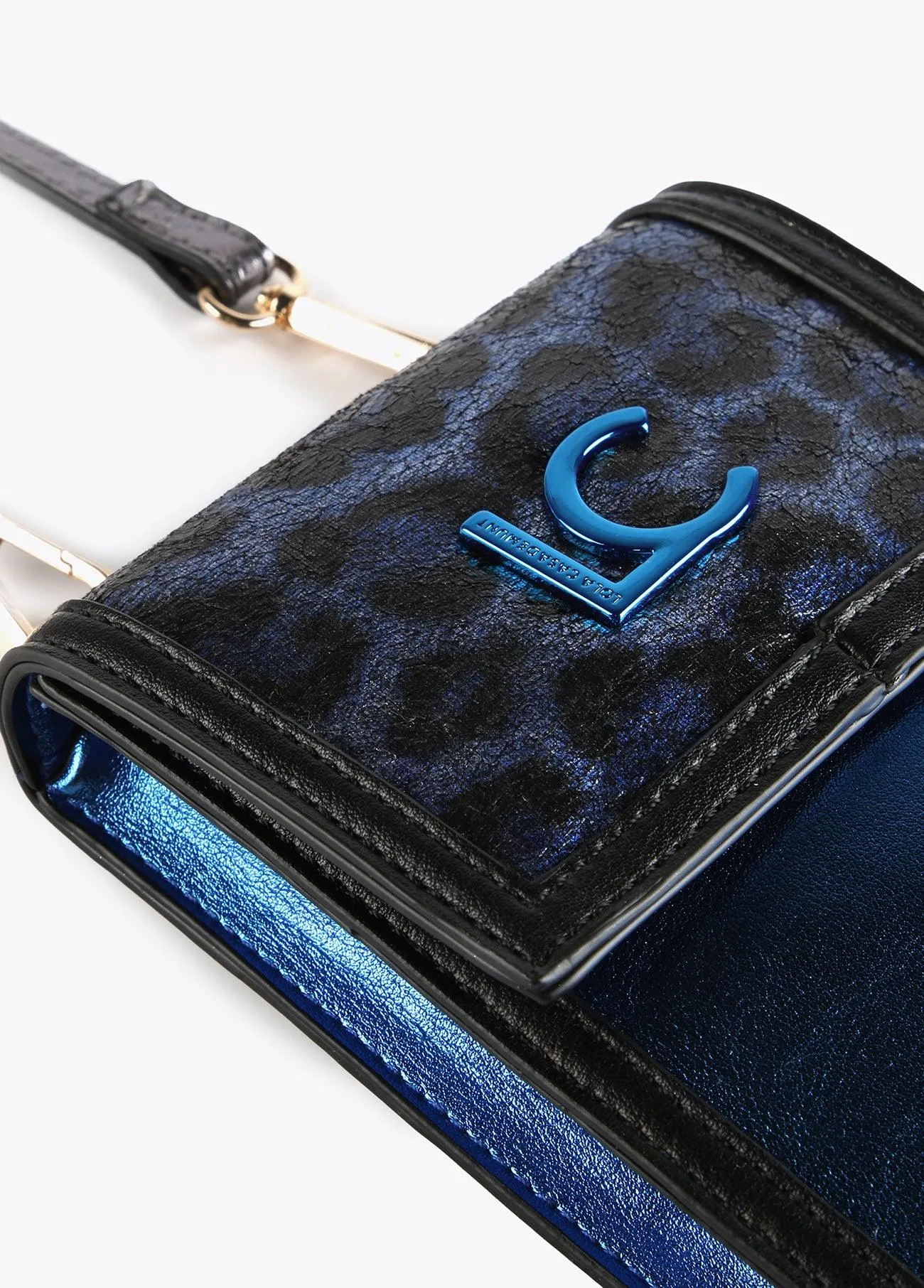 Mini metallic animal print mobile phone bag