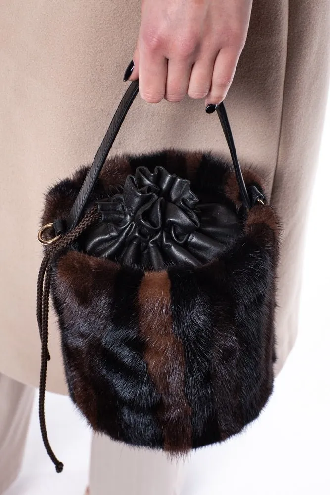 Mink Fur Cylinder Handbag