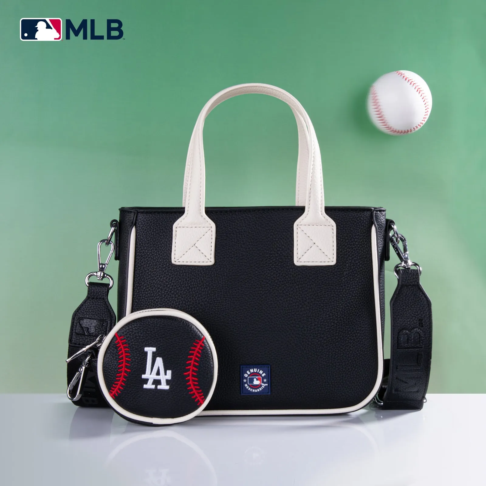 MLB-LA103   MLB  Los Angeles Dodgers Team Tote/Crossbody with Baseball Coin Pouch