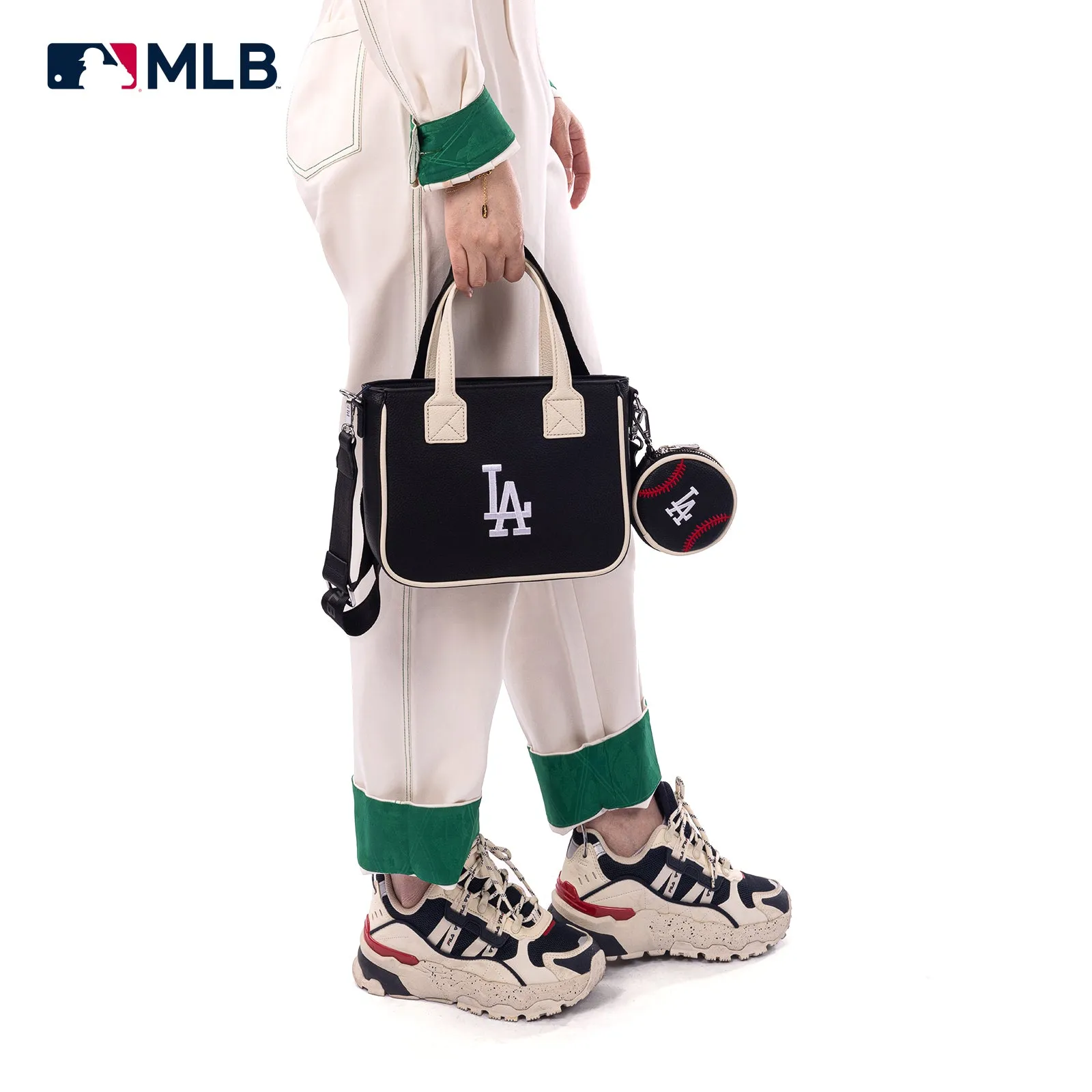 MLB-LA103   MLB  Los Angeles Dodgers Team Tote/Crossbody with Baseball Coin Pouch