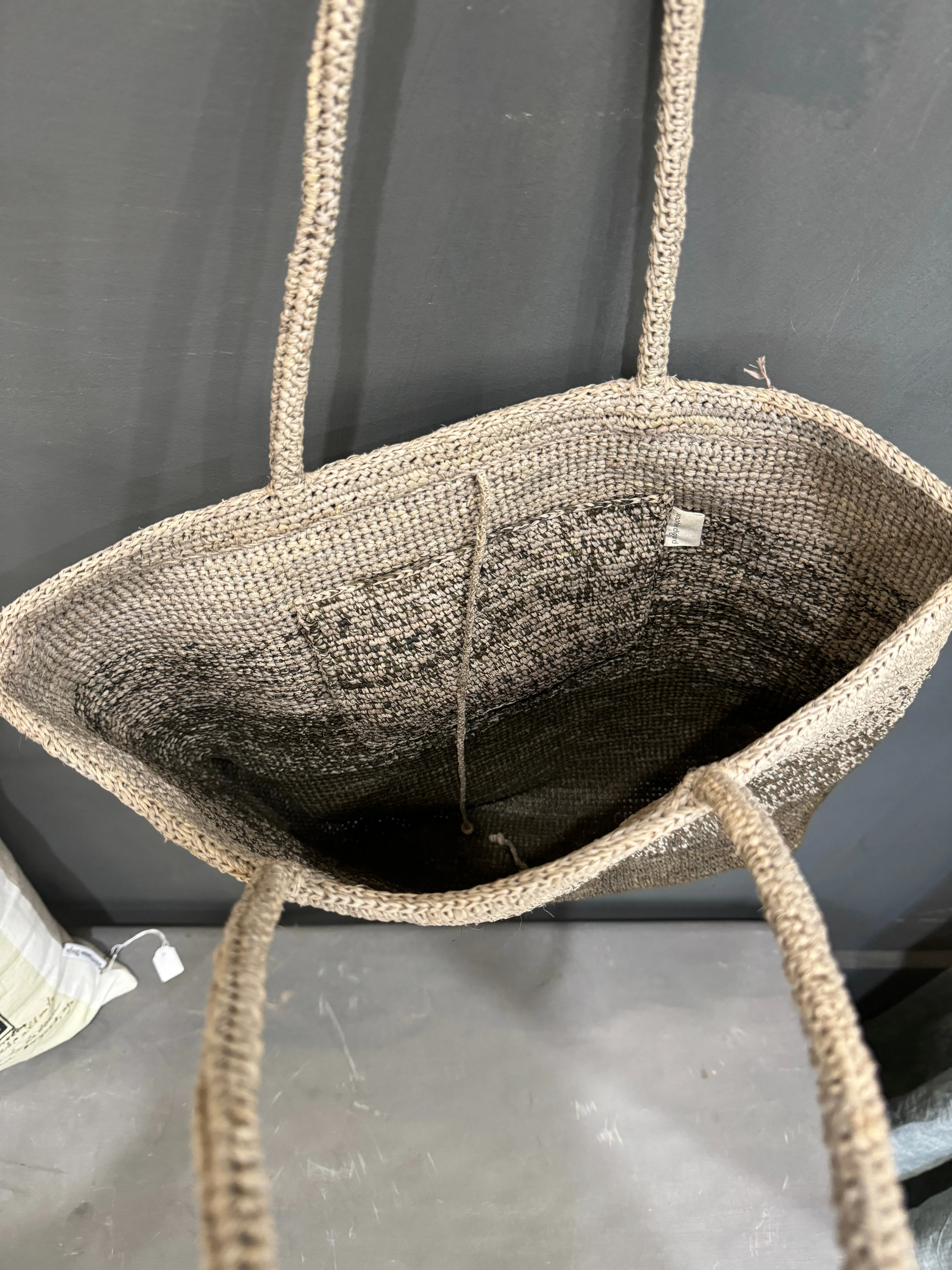 Moss toned raffia basket