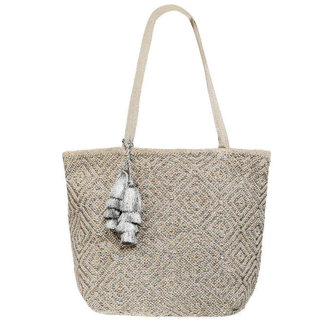 Mykonos Silver Diamonds Tote Bag