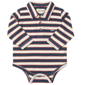 Navy Rust and Cream Seymour Pique Polo Onesie