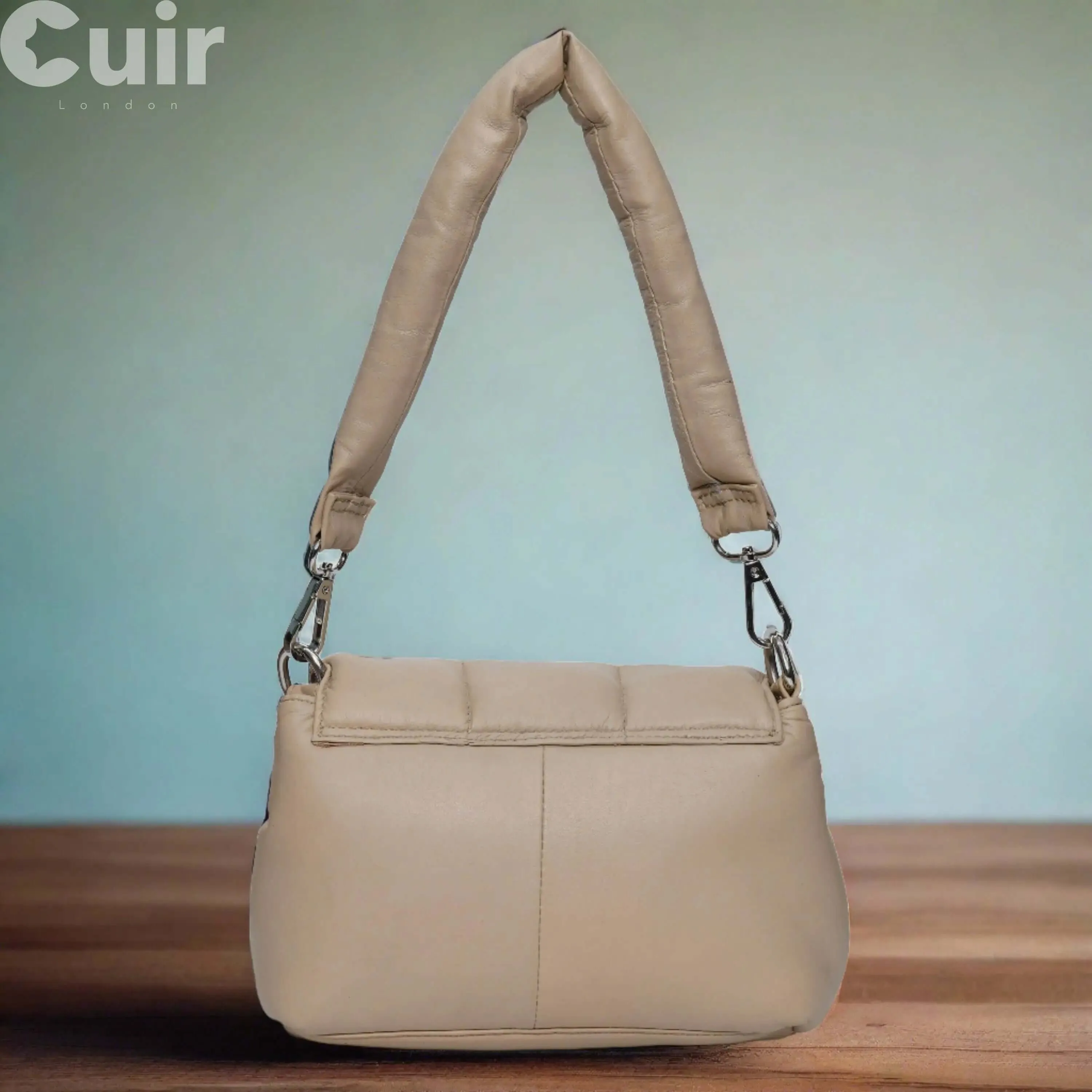 Neutral Beige Leather Crossbody bag Versatile Style