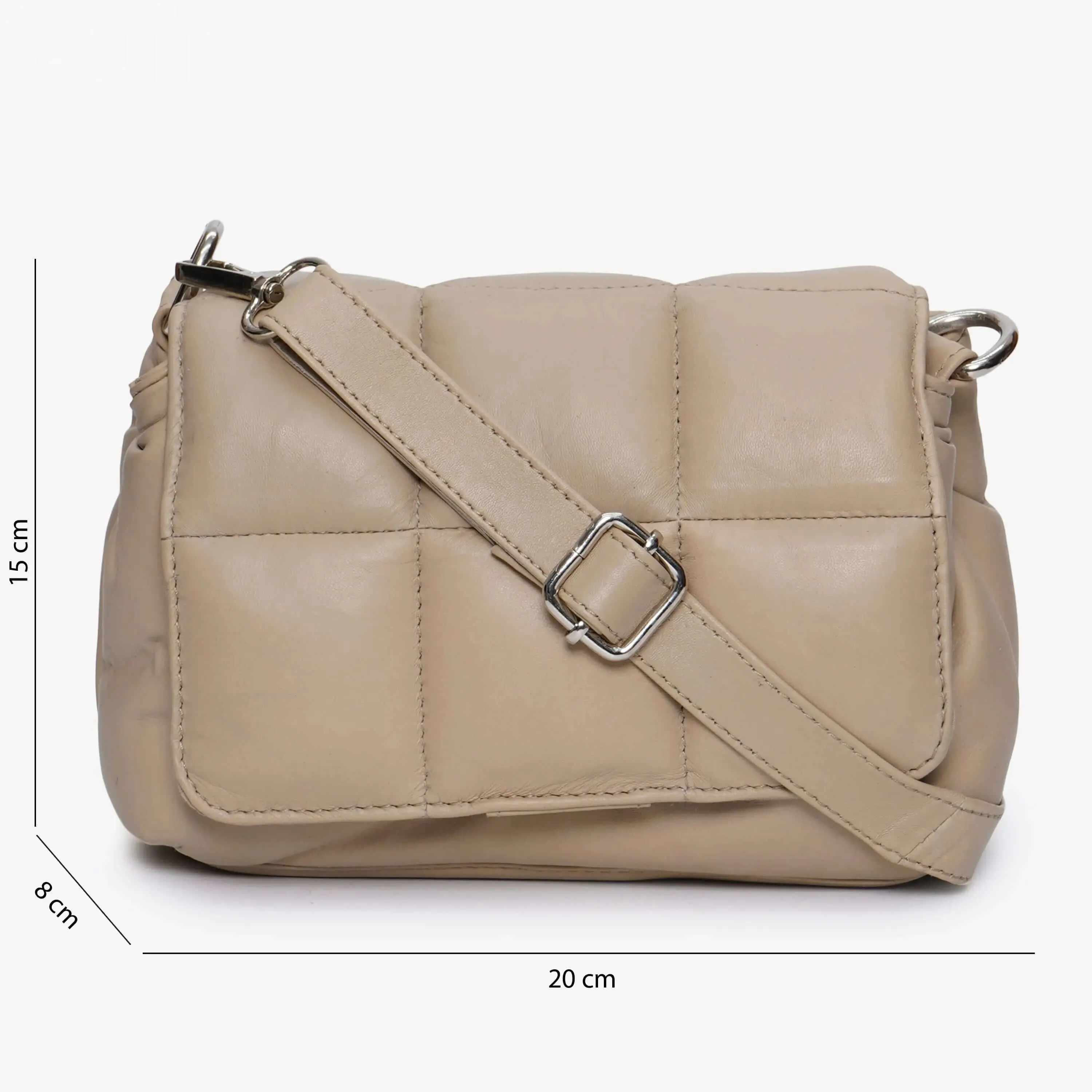 Neutral Beige Leather Crossbody bag Versatile Style