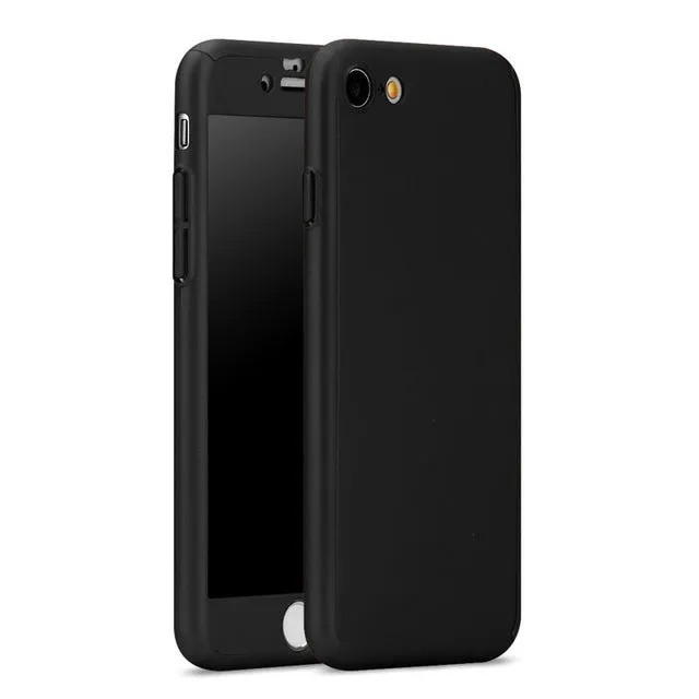 New Hybrid 360 Case Front Back Full Body Case Cover for coque iphone 6 6s plus 7 plus iphone7 PC Hard Phone Cover Tempered Glass