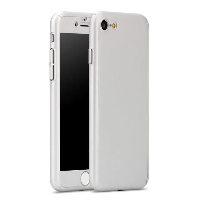 New Hybrid 360 Case Front Back Full Body Case Cover for coque iphone 6 6s plus 7 plus iphone7 PC Hard Phone Cover Tempered Glass