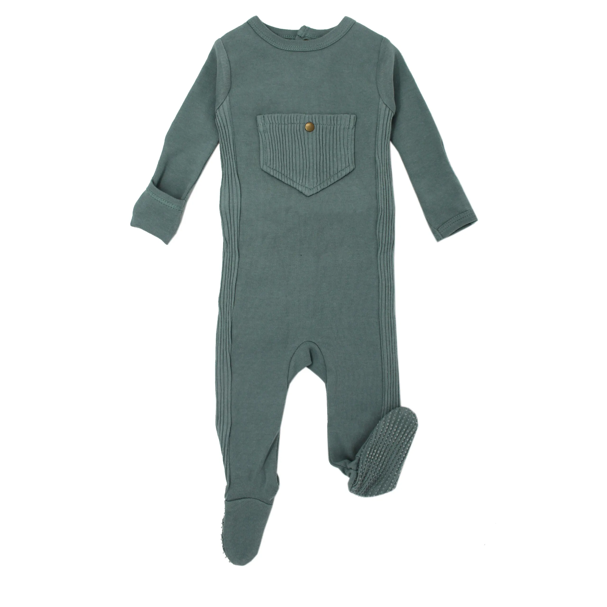 Organic Ribbed Footies with Pocket