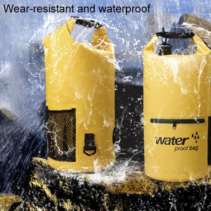 Outdoor Waterproof Dry Dual Shoulder Strap Bag Dry Sack PVC Barrel Bag, Capacity: 20L(Yellow)