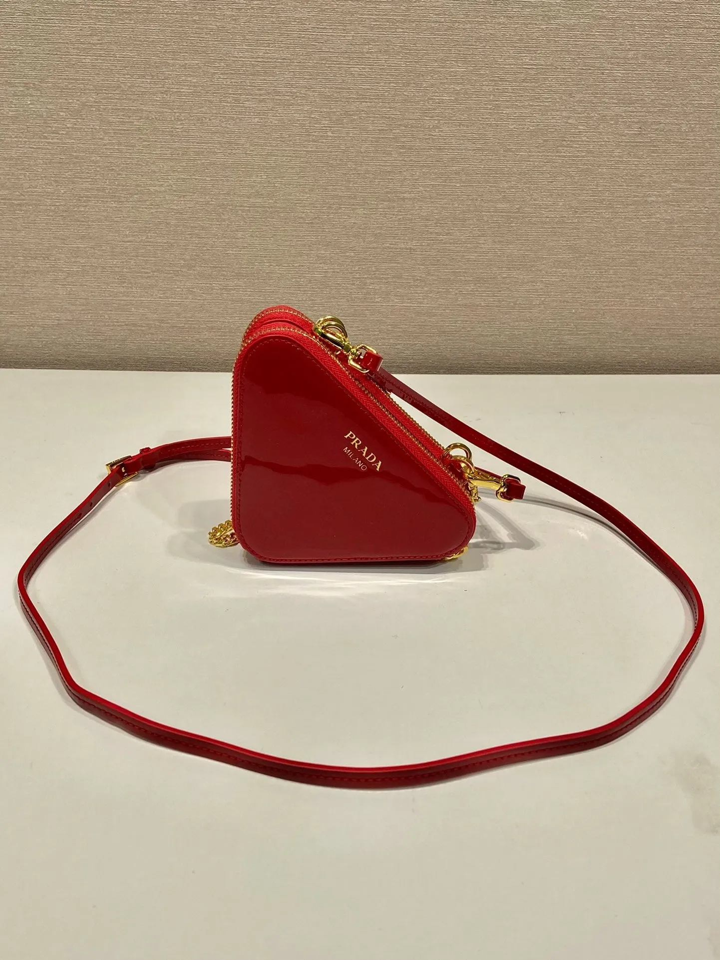 PD268 Triangular Patent Leather Mini Pouch / 5.9x3.9inch / HIGHEST QUALITY VERSION