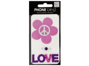 Peace Flower Love Phone Bling Removable Stickers