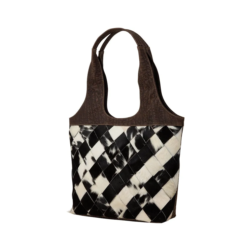 Pecos Wind Weave Pattern Leather & Hairon Bag