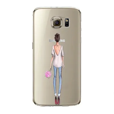 Phone Case for Samsung Galaxy S5 S6 S6Edge S6Edge  S7 S7edge Cover Soft Silicon Fashion Sexy Modern Lady Girl Mobile Phone Bag