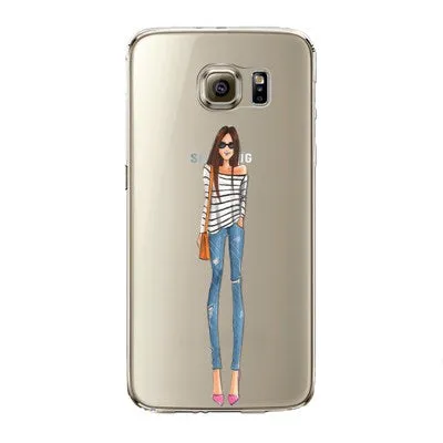 Phone Case for Samsung Galaxy S5 S6 S6Edge S6Edge  S7 S7edge Cover Soft Silicon Fashion Sexy Modern Lady Girl Mobile Phone Bag