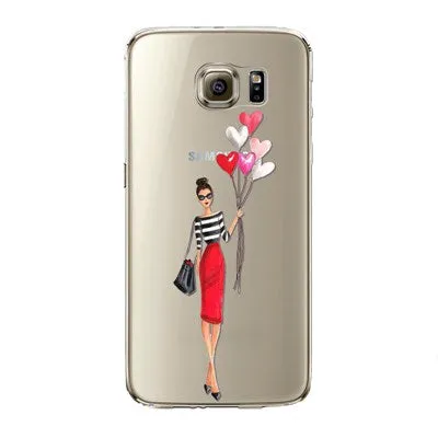 Phone Case for Samsung Galaxy S5 S6 S6Edge S6Edge  S7 S7edge Cover Soft Silicon Fashion Sexy Modern Lady Girl Mobile Phone Bag