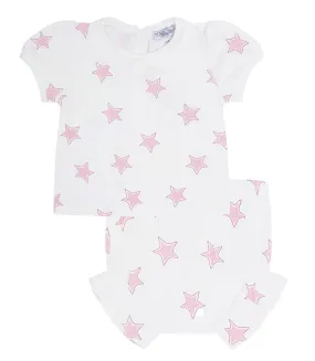 Pink Stars Print Diaper Cover Set