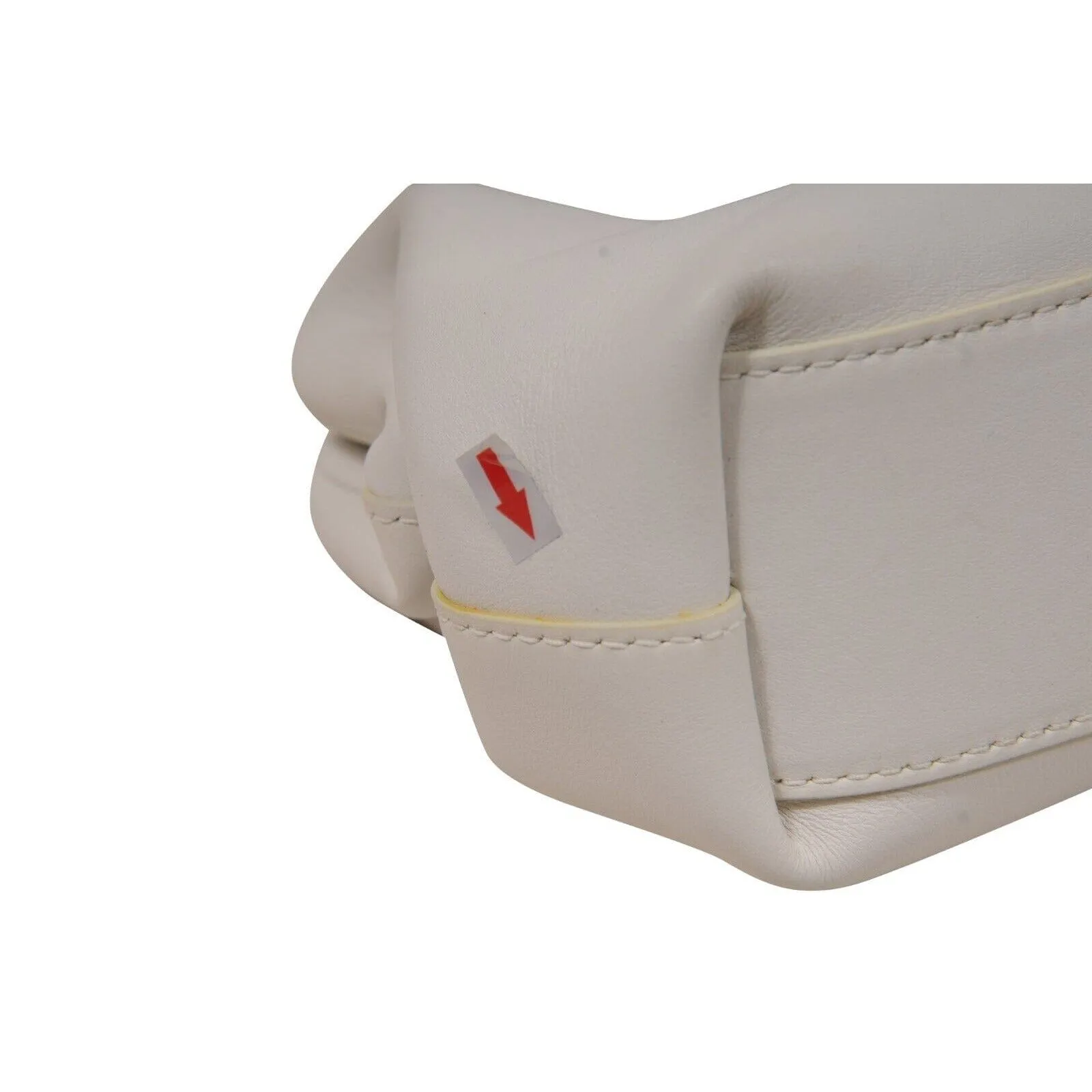 Point Top Handle Bag White Leather Crossbody Strap Small