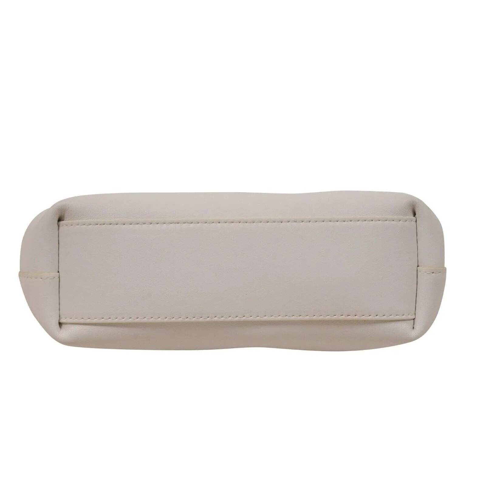 Point Top Handle Bag White Leather Crossbody Strap Small