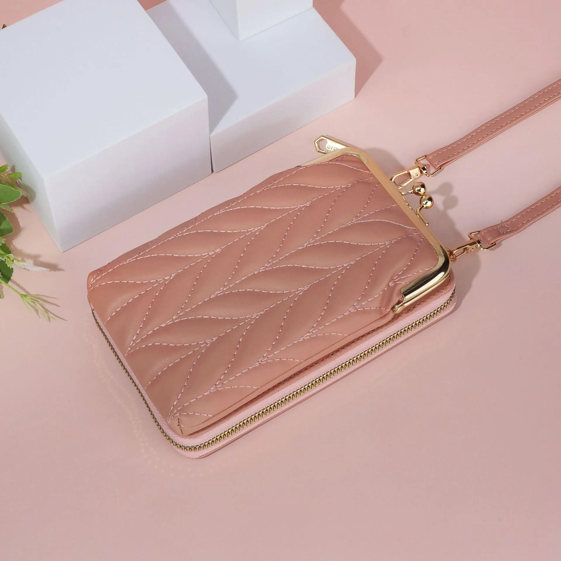 Premium Leaf Design Leather Crossbody Bag