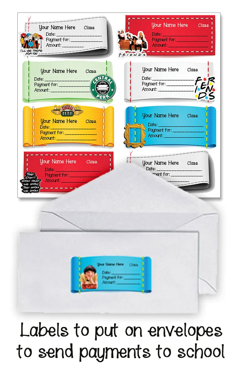 ""Friends" school labels packs