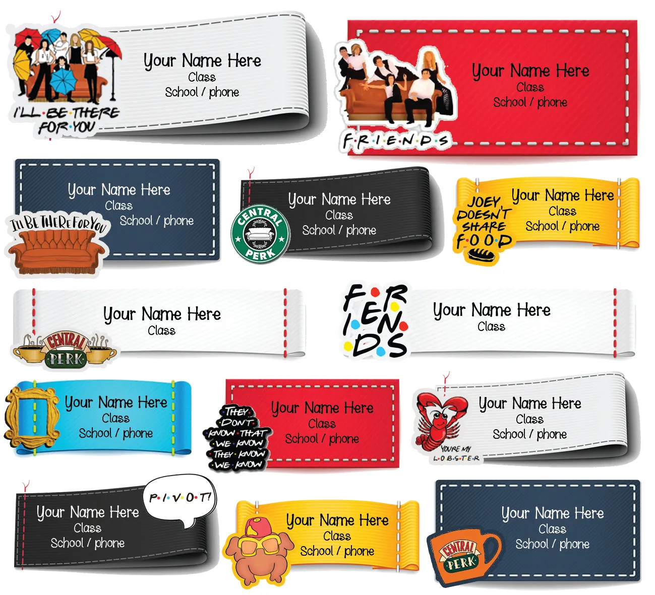 ""Friends" school labels packs